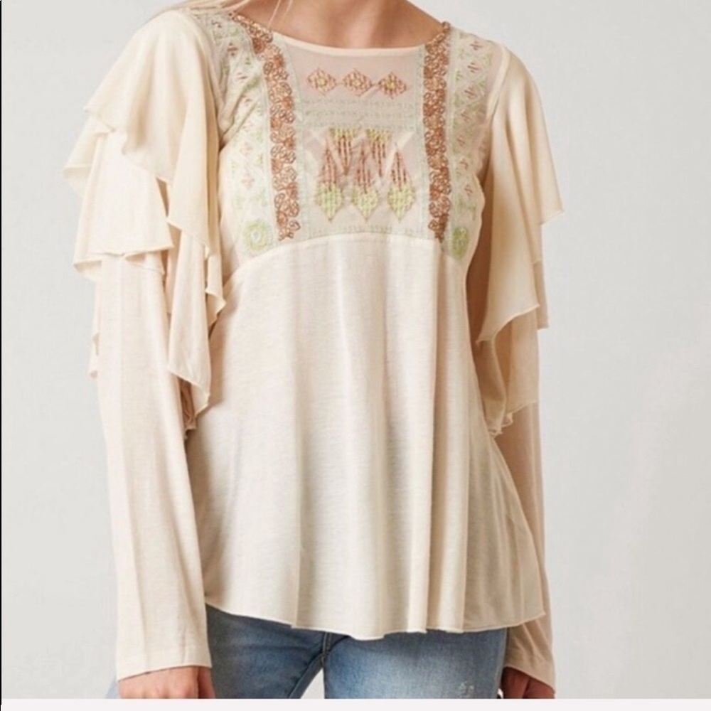 FREE People La Cienga embroidered southwestern boho top size medium